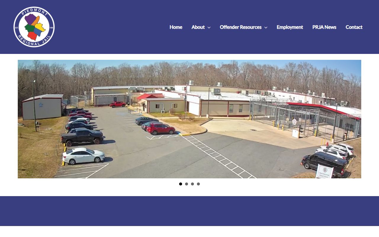 Piedmont Regional Jail homepage for Cumberland County inmate lookup